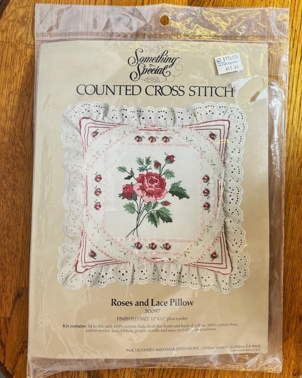 Roses & Lace Pillow Counted Cross Stitch Kit 12" x 12" Something Special New VTG